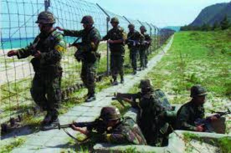 South Korean Soldiers Patrolling DMZ