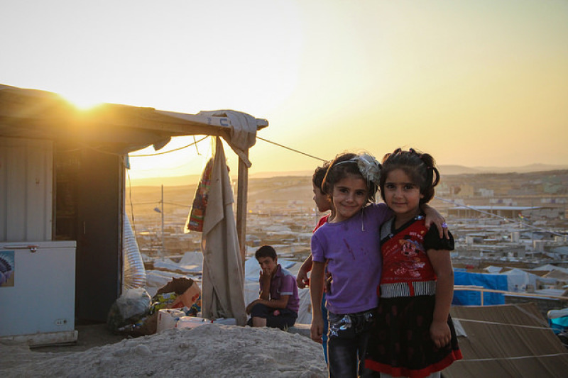 Two displaced Syrian girls in Iraq