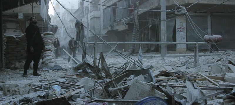 Effects of a Barrel Bomb in Aleppo, Syria