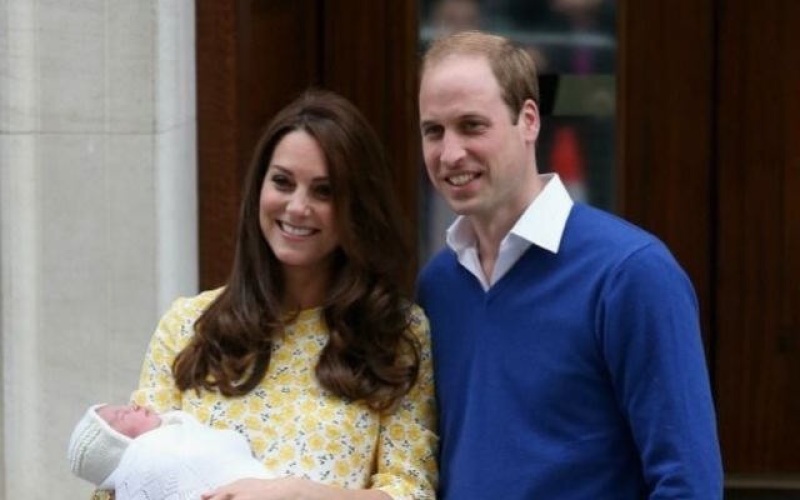 Princess Charlotte, Princess Kate, and Prince William Greet People at St. Mary's Hospital