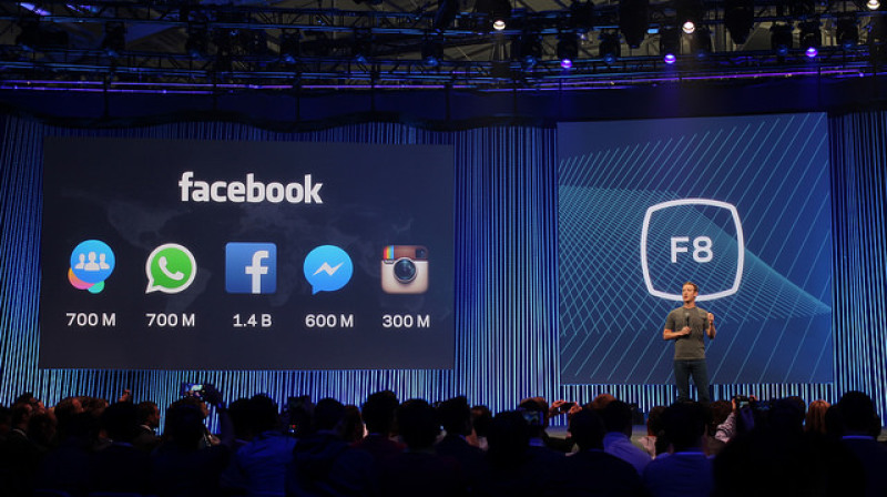 Mark Zuckerberg on stage at Facebook's F8 Developers Conference 2015