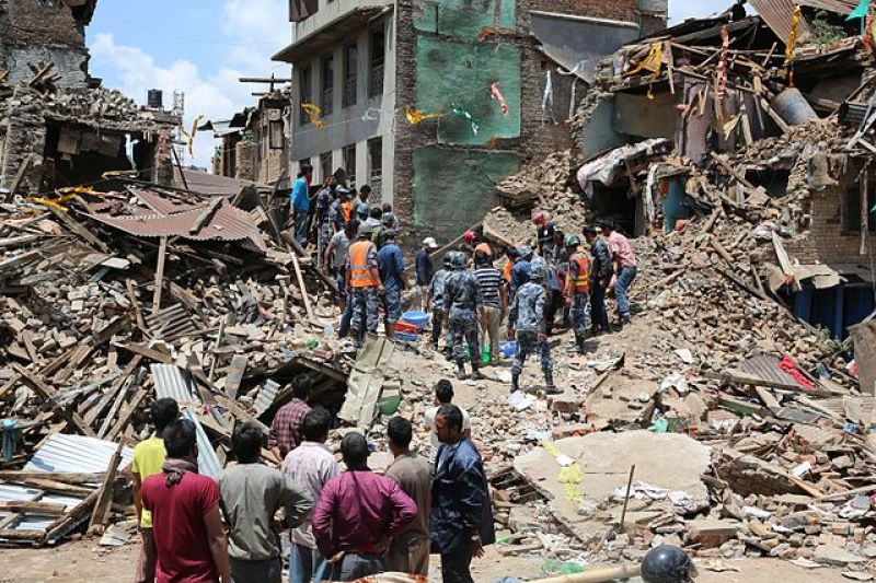 Debris after quake in Nepal