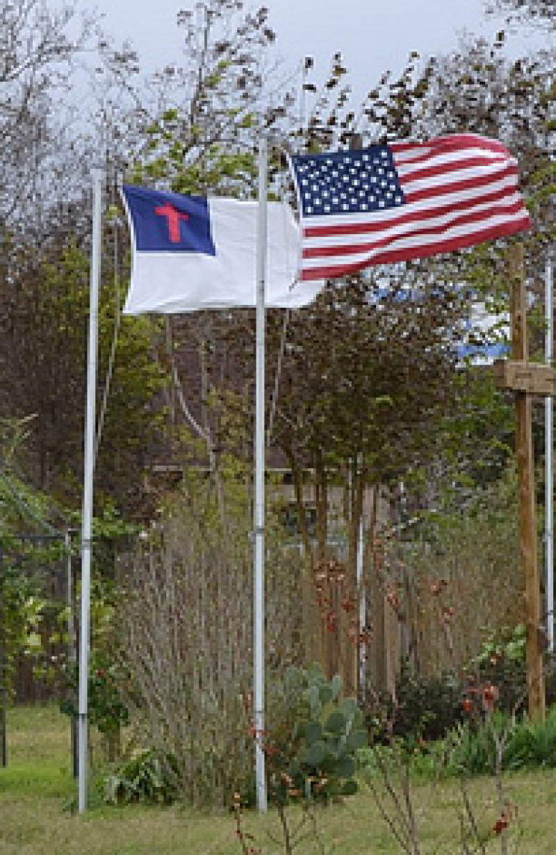 Christian and American flags