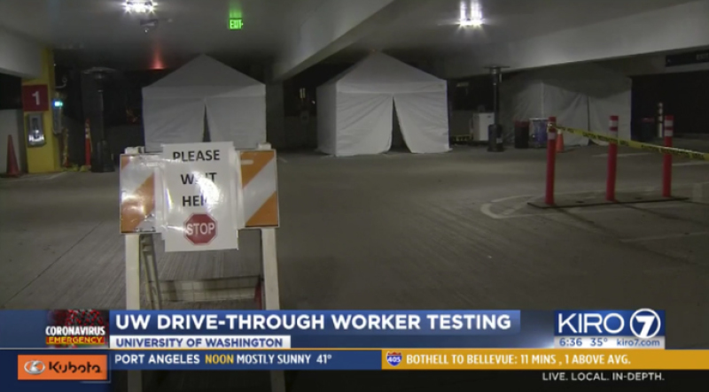 Drive-Through coronavirus testing set up in Seattle
