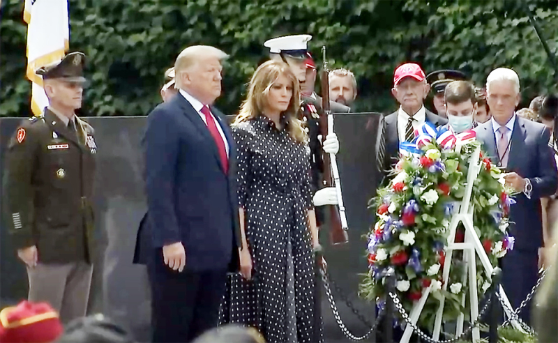 President Trump and First Lady Melania Trump lay wreath at Korean War Memorial