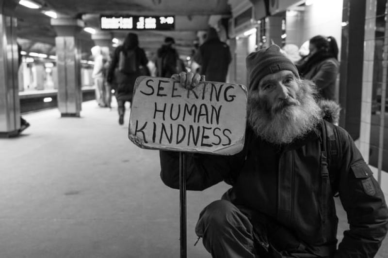 Man waiting for someone to show kindness