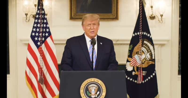 President Donald Trump in a video addressing the riot at the U.S. Capitol