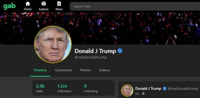 President Trump's Twitter account restored via Gab.com