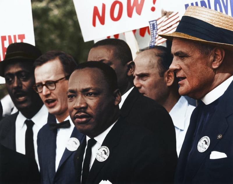 Civil Rights March on Washington, D.C. [Dr. Martin Luther King, Jr. and Mathew Ahmann in a crowd.], - 8/28/1963