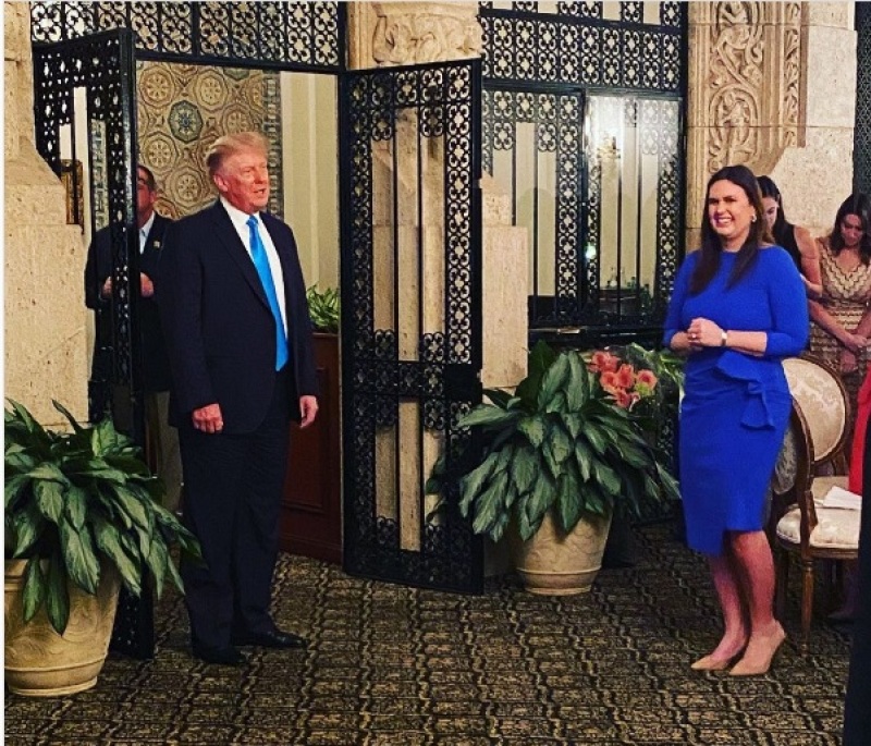 Trump at Sarah Huckabee Sanders' campaign event.