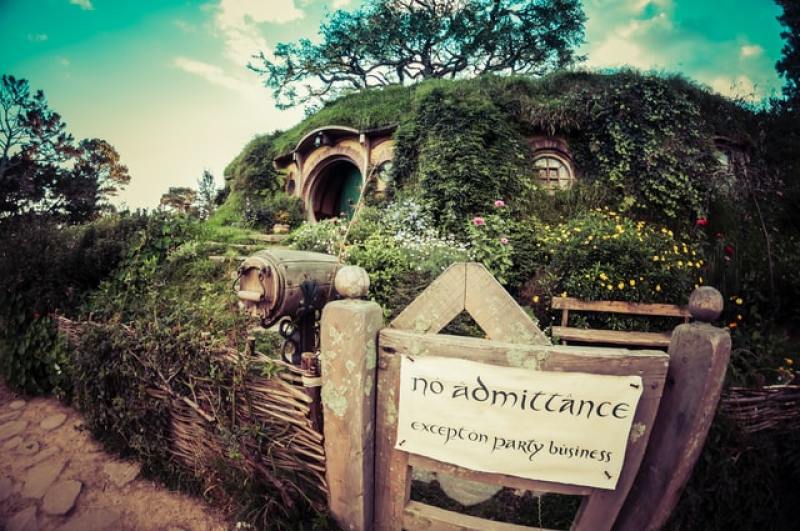 Hobbiton movie set for "The Lord Of The Rings"