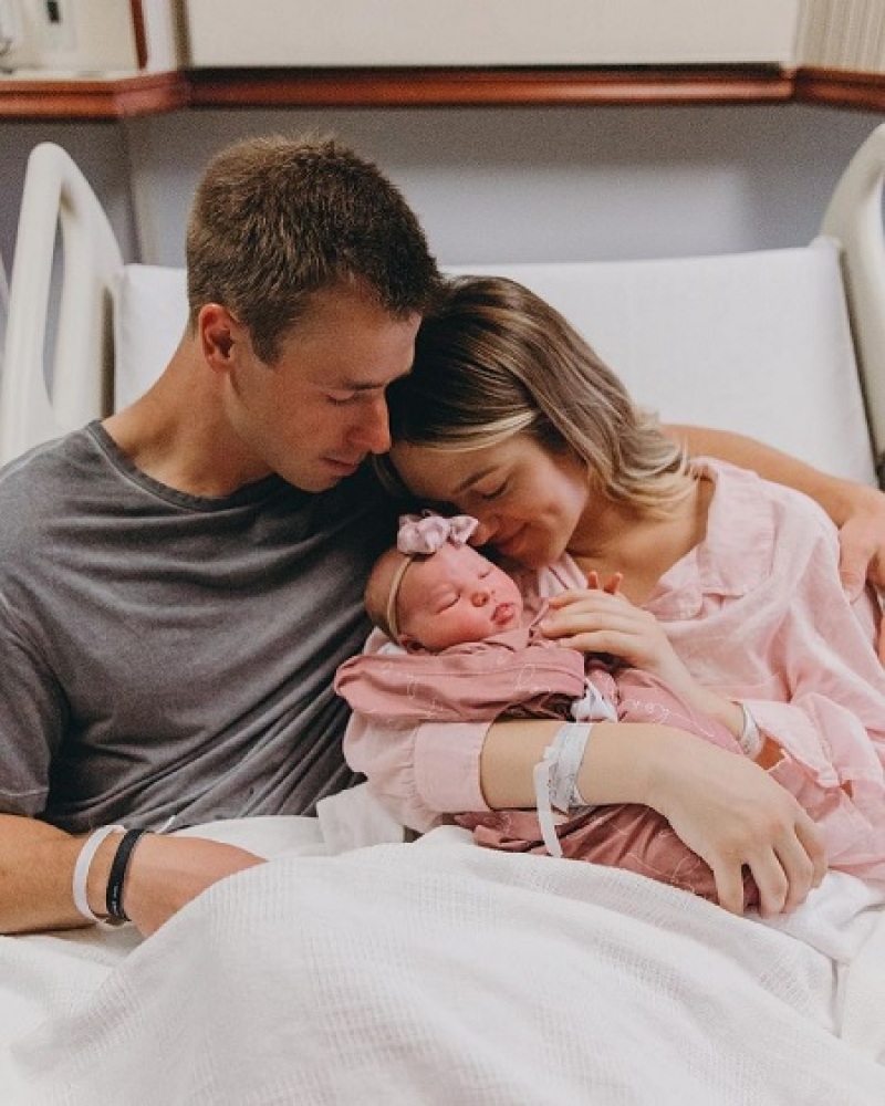 Christian and Sadie Robertson Huff with baby Honey James