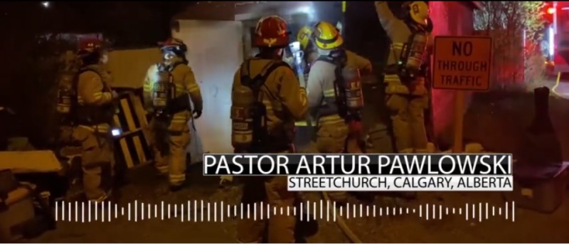 Firefighters responding to reports of Pastor Artur Pawlowski's garage on fire