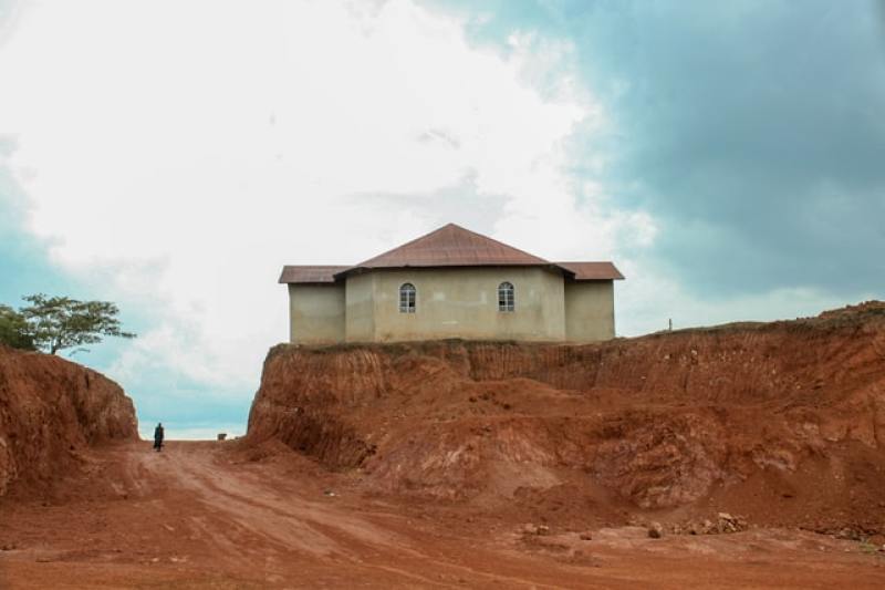 Photo of an abandoned church in Uganda