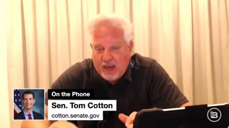 Glenn Beck speaking with Sen. Tom Cotton