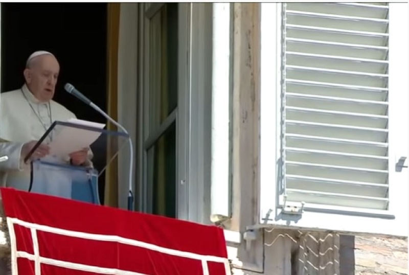 Catholic Pope Francis speaking during an "Angelus"