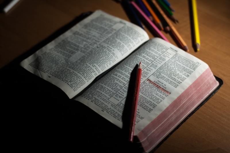 old Bible with markings