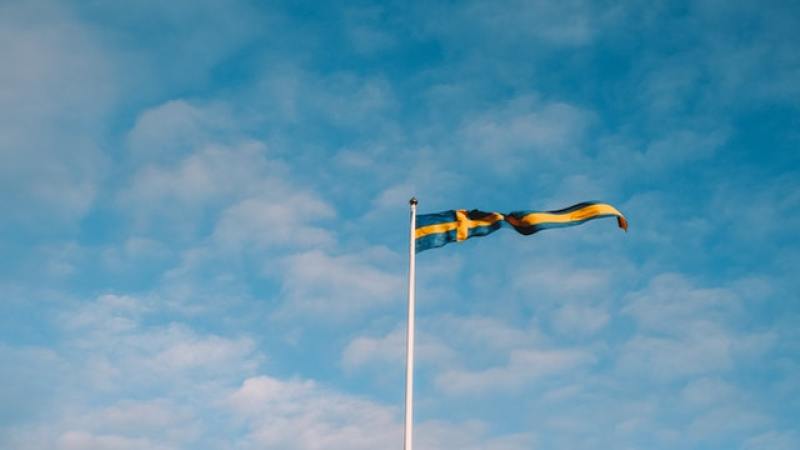 Flag of Sweden on a flagpole