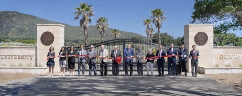 A ribbon-cutting ceremony held in 2025 at the newly renovated main entrance of Olivet University’s Riverside Campus