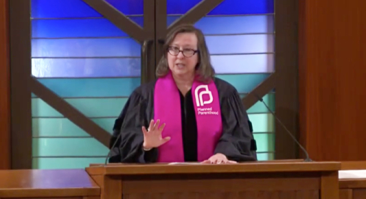 PCUSA Minister Promotes Abortion at Synagogue While Wearing Planned Parenthood Stole
